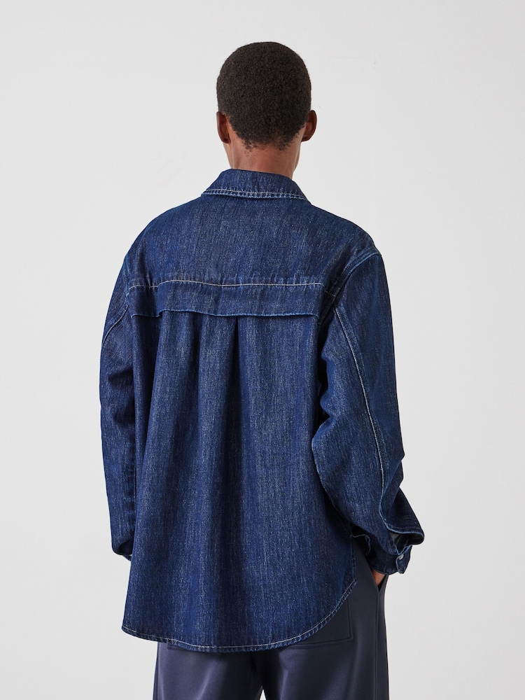 Hush Blue Sequin Detail Denim Shirt - Image 2 of 5