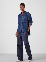 Hush Blue Sequin Detail Denim Shirt - Image 3 of 5