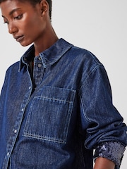 Hush Blue Sequin Detail Denim Shirt - Image 4 of 5