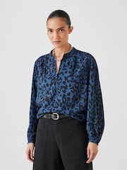 Hush Blue Printed Long Sleeve Top - Image 1 of 5