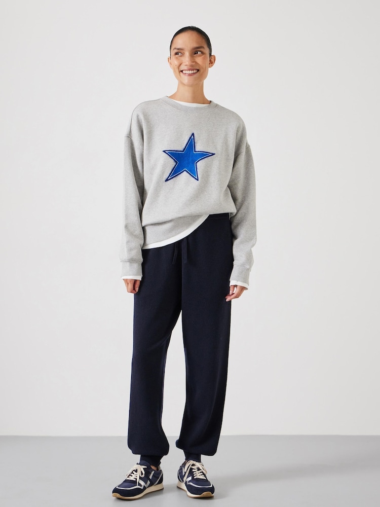 Hush Grey Brushed Star Relaxed 100% Cotton Sweatshirt - Image 3 of 5