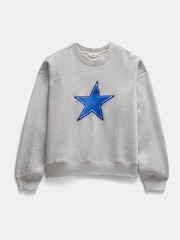 Hush Grey Brushed Star Relaxed 100% Cotton Sweatshirt - Image 5 of 5
