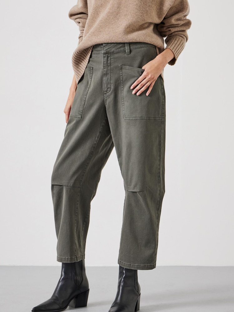 Hush Green Cordi Barrel Leg Trousera - Image 1 of 5
