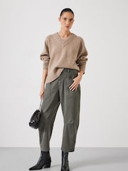 Hush Green Cordi Barrel Leg Trousera - Image 4 of 5