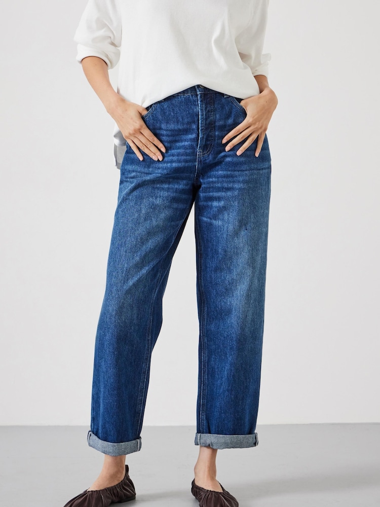 Hush Blue Boyfriend Button Fly 100% Cotton Jeans - Image 1 of 5