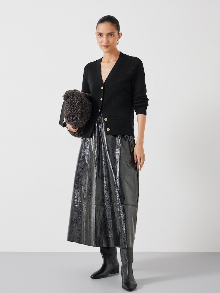 Hush Black Slim Ribbed V-Neck Cardigan - Image 2 of 5