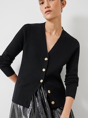 Hush Black Slim Ribbed V-Neck Cardigan - Image 4 of 5