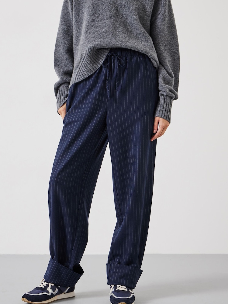 Hush Blue Pinstripe Wool Blend Trousers - Image 1 of 5