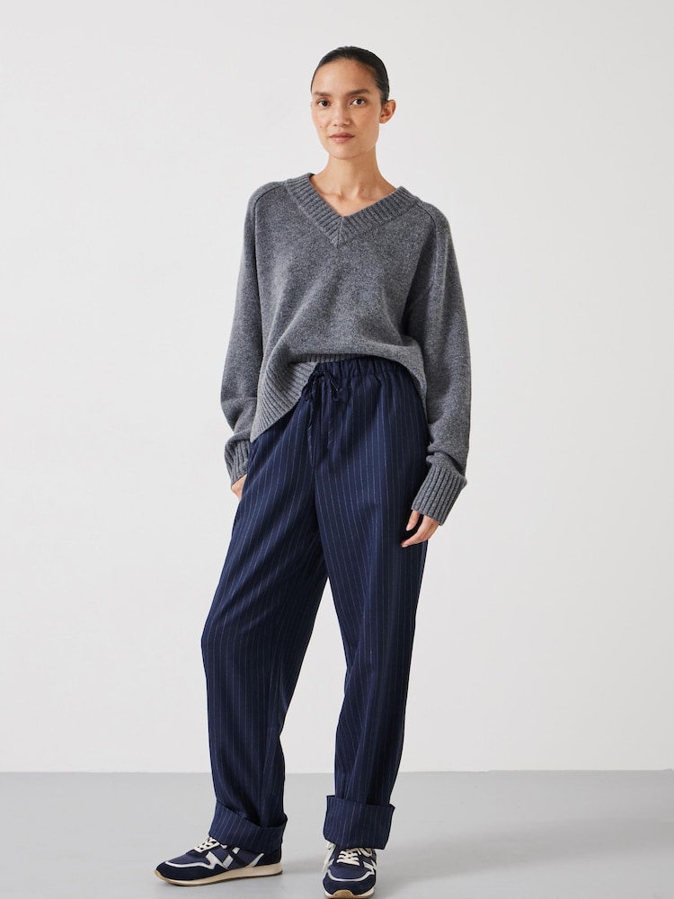 Hush Blue Pinstripe Wool Blend Trousers - Image 2 of 5