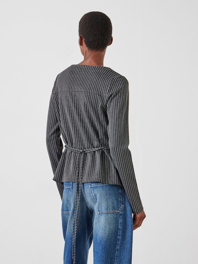 Hush Grey Tie Back Seamed Top - Image 3 of 5