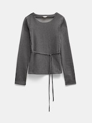 Hush Grey Tie Back Seamed Top - Image 5 of 5