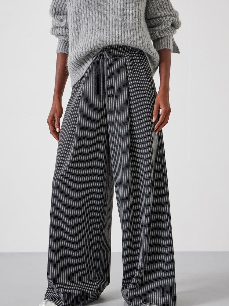Hush Grey Pinstripe Wide Leg Joggers - Image 1 of 5