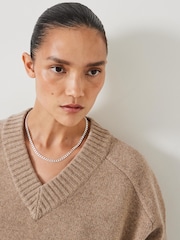 Hush Natural Erica Merino Wool V-Neck Jumper - Image 4 of 5