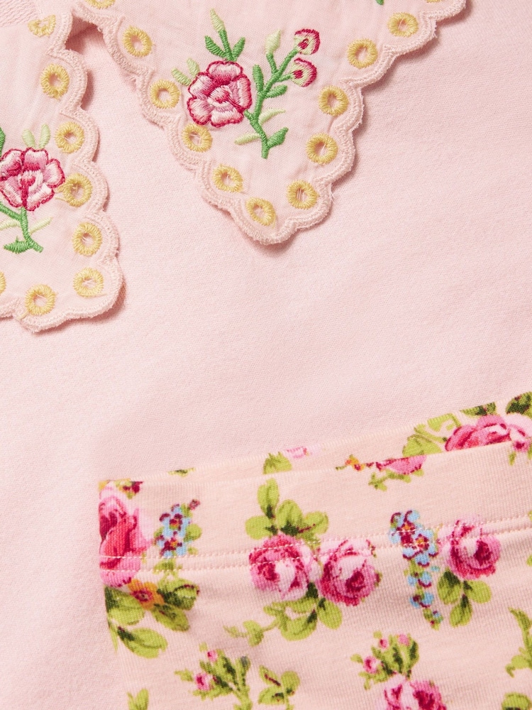 Monsoon Natural Baby Rosanna Floral Print Collar Sweatshirt and Leggings Set - Image 2 of 3