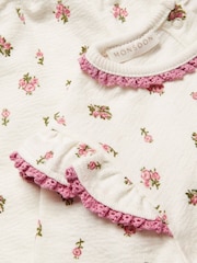 Monsoon Natural Newborn Print Floral Print Frilly Sweatshirt and Joggers Set - Image 3 of 3