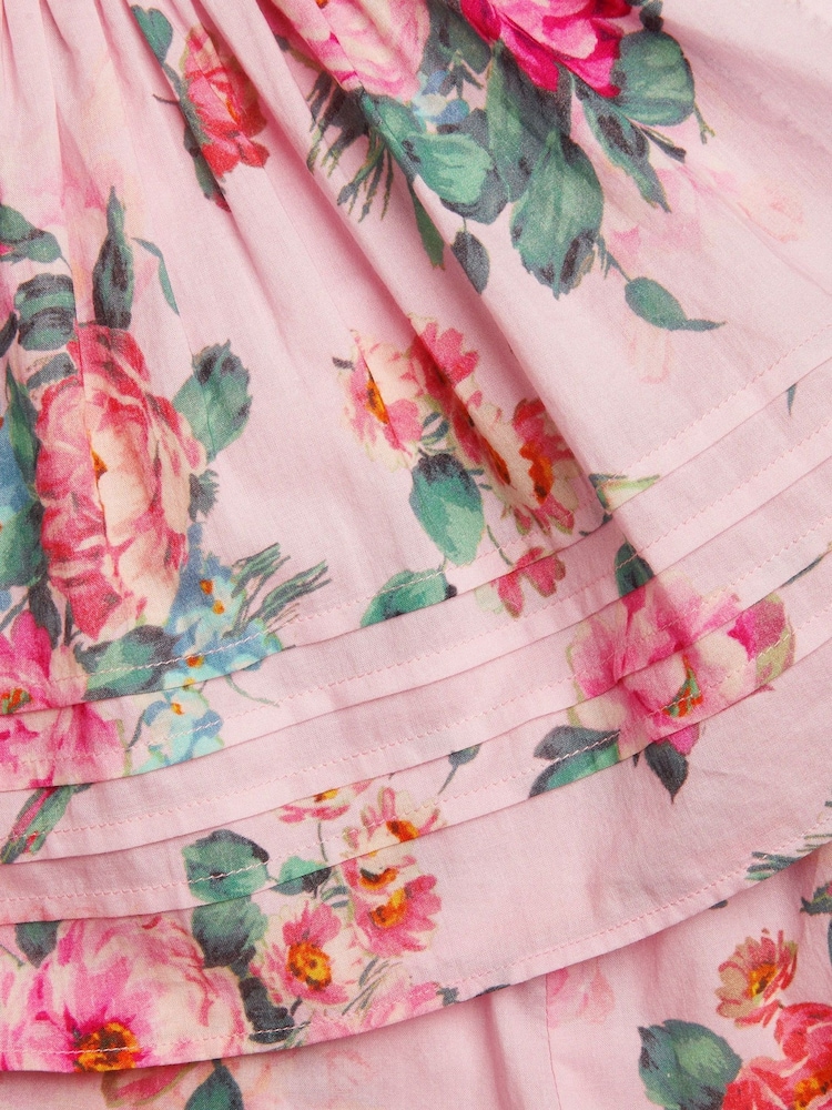 Monsoon Pink Baby Vintage Floral Pink 100% Cotton Top and Shorts Set - Image 3 of 3