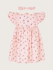 Monsoon Natural Baby Floral Print Stripe Dress and Headband Set - Image 2 of 3