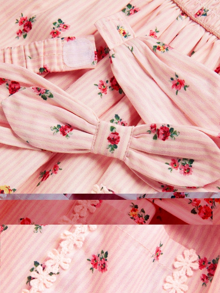 Monsoon Natural Baby Floral Print Stripe Dress and Headband Set - Image 3 of 3