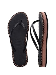 Havaianas Slim Flatform Loop Black Sandals - Image 1 of 6