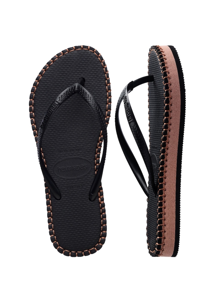 Havaianas Slim Flatform Loop Black Sandals - Image 1 of 6