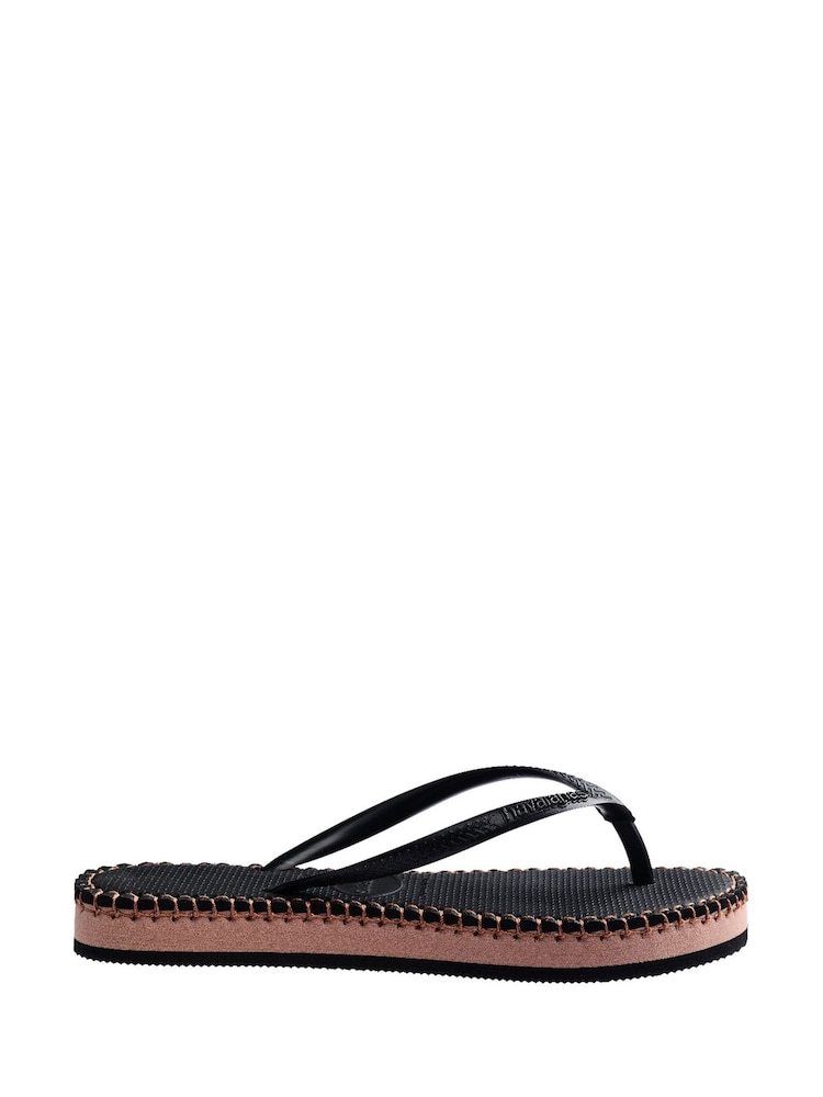 Havaianas Slim čevelj z debelim ploskim podplatom Loop črna sandali - Slika 2 iz 6 Havaianas Slim čevelj z debelim ploskim podplatom Loop črna sandali - Slika 2 iz 6