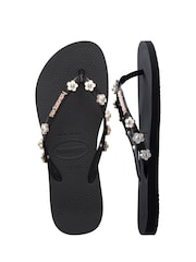 Havaianas Slim Stylish Black Flip Flops - Image 1 of 6