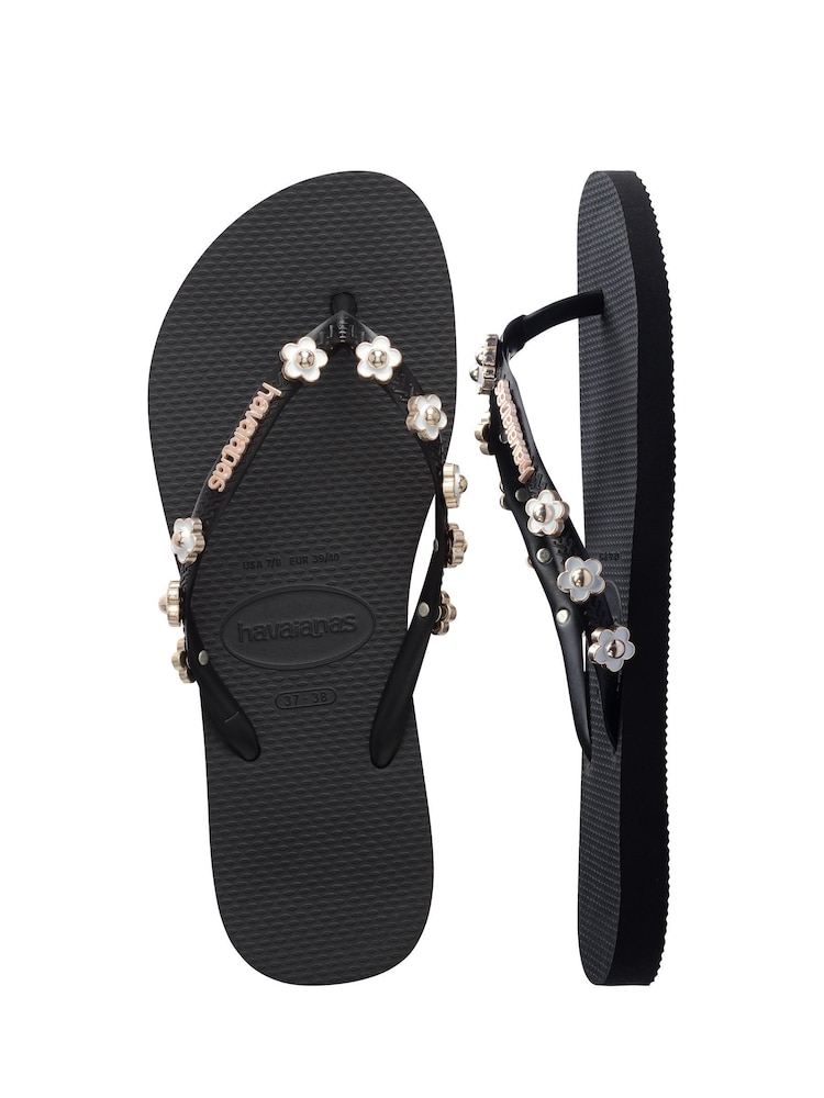 Havaianas Slim Stylish Black Flip Flops - Image 1 of 6