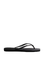 Havaianas Slim Square Logo Metallic Black Sandals - Image 3 of 10