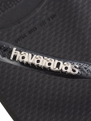 Havaianas Slim Square Logo Metallic Black Sandals - Image 6 of 10