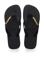 Havaianas Top Logo Metallic Black Sandals - Image 1 of 6