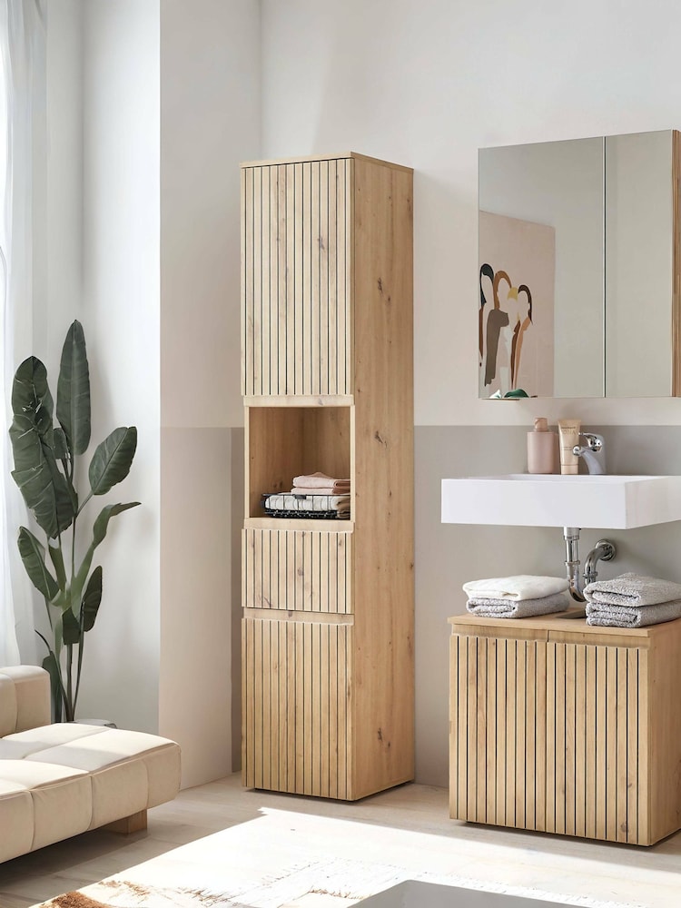 Julian Bowen Artisan Oak Austin Tall Cabinet - Image 1 of 12