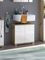 Julian Bowen Artisan Oak White Pool Under Sink Cabinet - Image 1 of 9