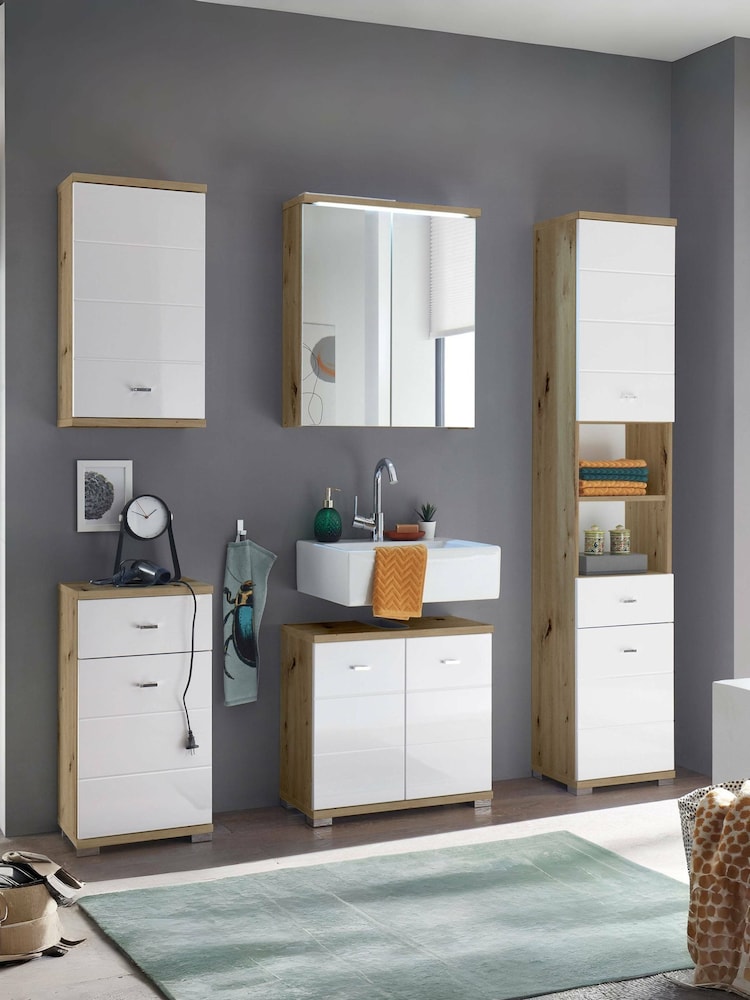Julian Bowen Artisan Oak White Pool Under Sink Cabinet - Image 9 of 9