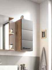 Julian Bowen Viking Oak Black Vista Wall Cabinet - Image 1 of 10
