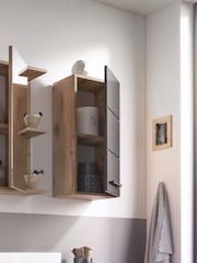Julian Bowen Viking Oak Black Vista Wall Cabinet - Image 2 of 10