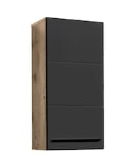 Julian Bowen Viking Oak Black Vista Wall Cabinet - Image 3 of 10