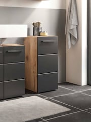 Julian Bowen Viking Oak Black Vista Storage Cabinet - Image 1 of 10
