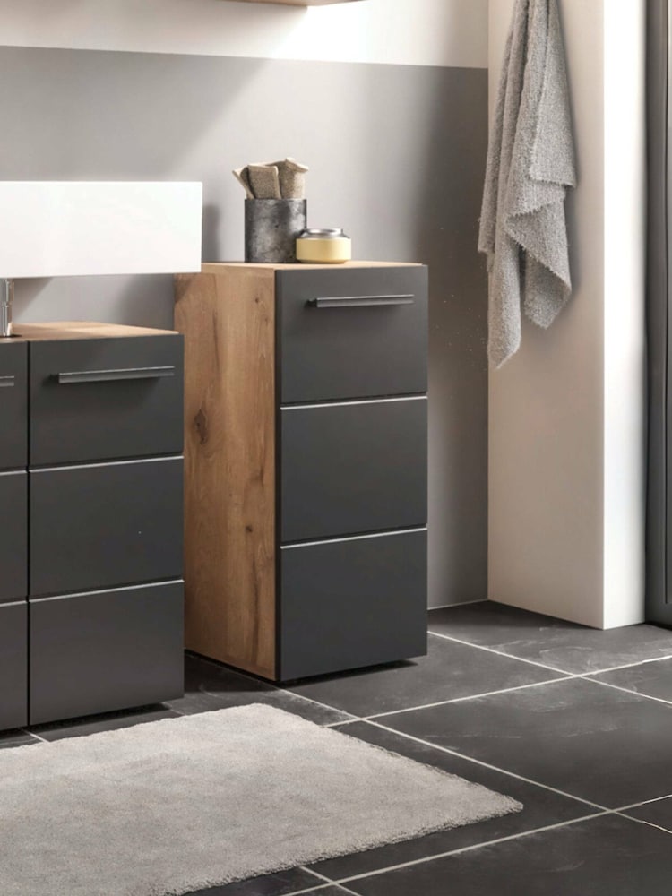 Julian Bowen Viking Oak Black Vista Storage Cabinet - Image 1 of 10