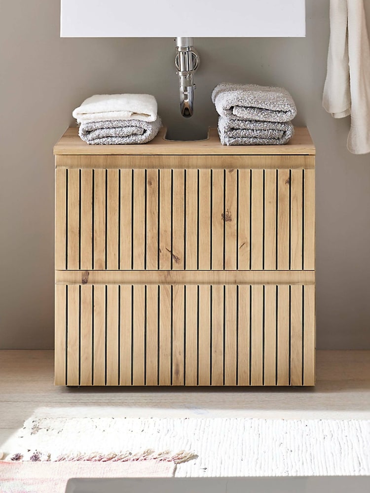 Julian Bowen Artisan Oak Austin 2 Drawer Under Sink 2 Drawer Cabinet - Image 1 of 12