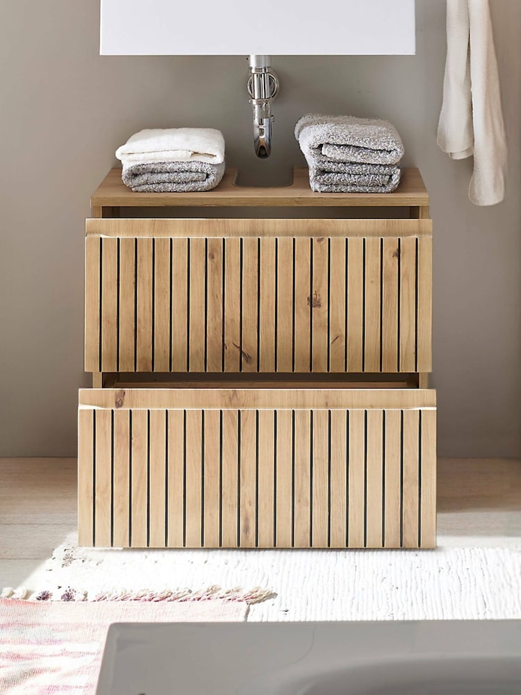 Julian Bowen Artisan Oak Austin 2 Drawer Under Sink 2 Drawer Cabinet - Image 2 of 12