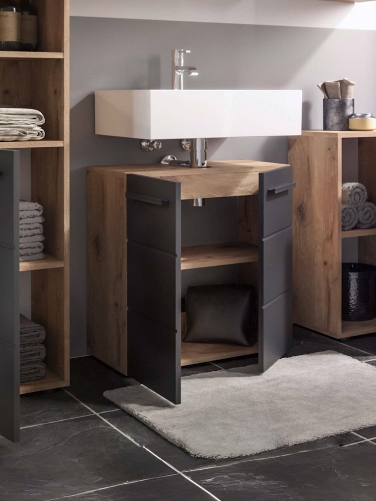 Julian Bowen Viking Oak Black Vista Under Sink Cabinet - Image 2 of 13