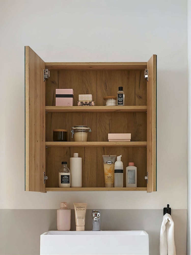Julian Bowen Artisan Oak Austin Mirrored Cabinet - Image 2 of 13