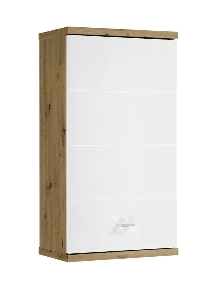 Julian Bowen Artisan Oak White Pool Wall Cabinet - Image 2 of 10