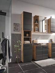 Julian Bowen Viking Oak Black Tall Vista Cabinet - Image 1 of 11