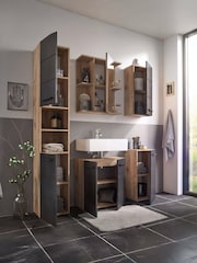 Julian Bowen Viking Oak Black Tall Vista Cabinet - Image 11 of 11