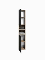 Julian Bowen Viking Oak Black Tall Vista Cabinet - Image 4 of 11