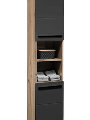 Julian Bowen Viking Oak Black Tall Vista Cabinet - Image 7 of 11