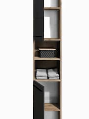 Julian Bowen Viking Oak Black Tall Vista Cabinet - Image 8 of 11
