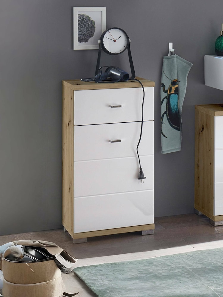 Julian Bowen Artisan Oak White Pool Storage Cabinet - Image 1 of 10