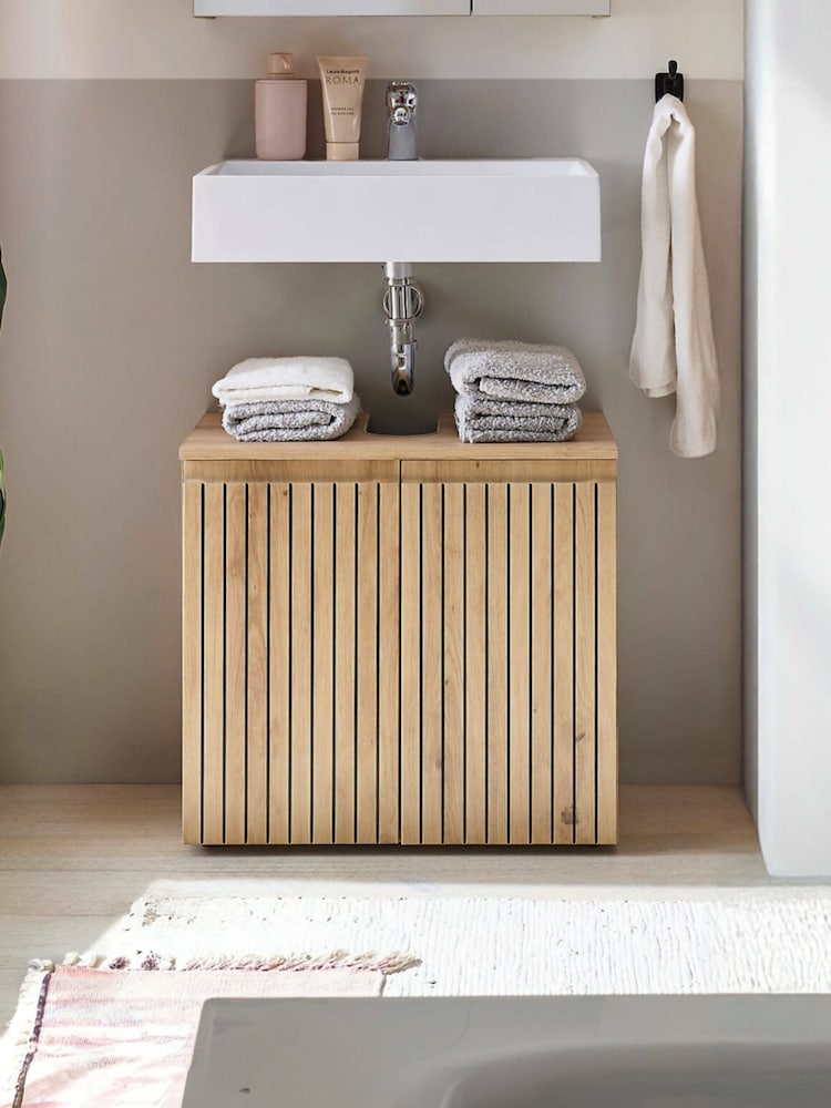 Julian Bowen Artisan Oak Austin 2 Drawer Under Sink 2 Door Cabinet - Image 1 of 13